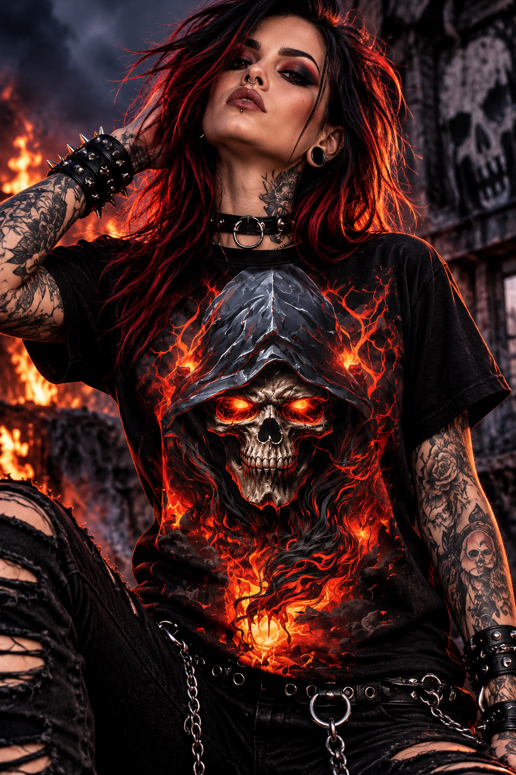 Hellfire Reaper Cotton Graphic T-Shirt