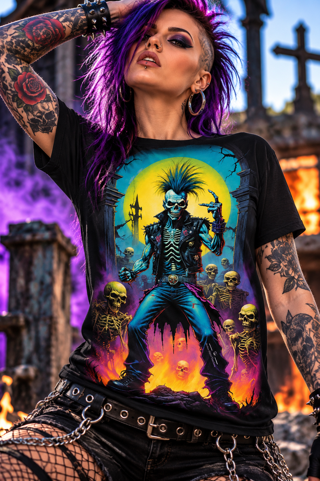Graveyard Riot Cotton Graphic T-Shirt