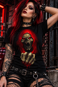 Crimson Grasp Cotton Graphic T-Shirt