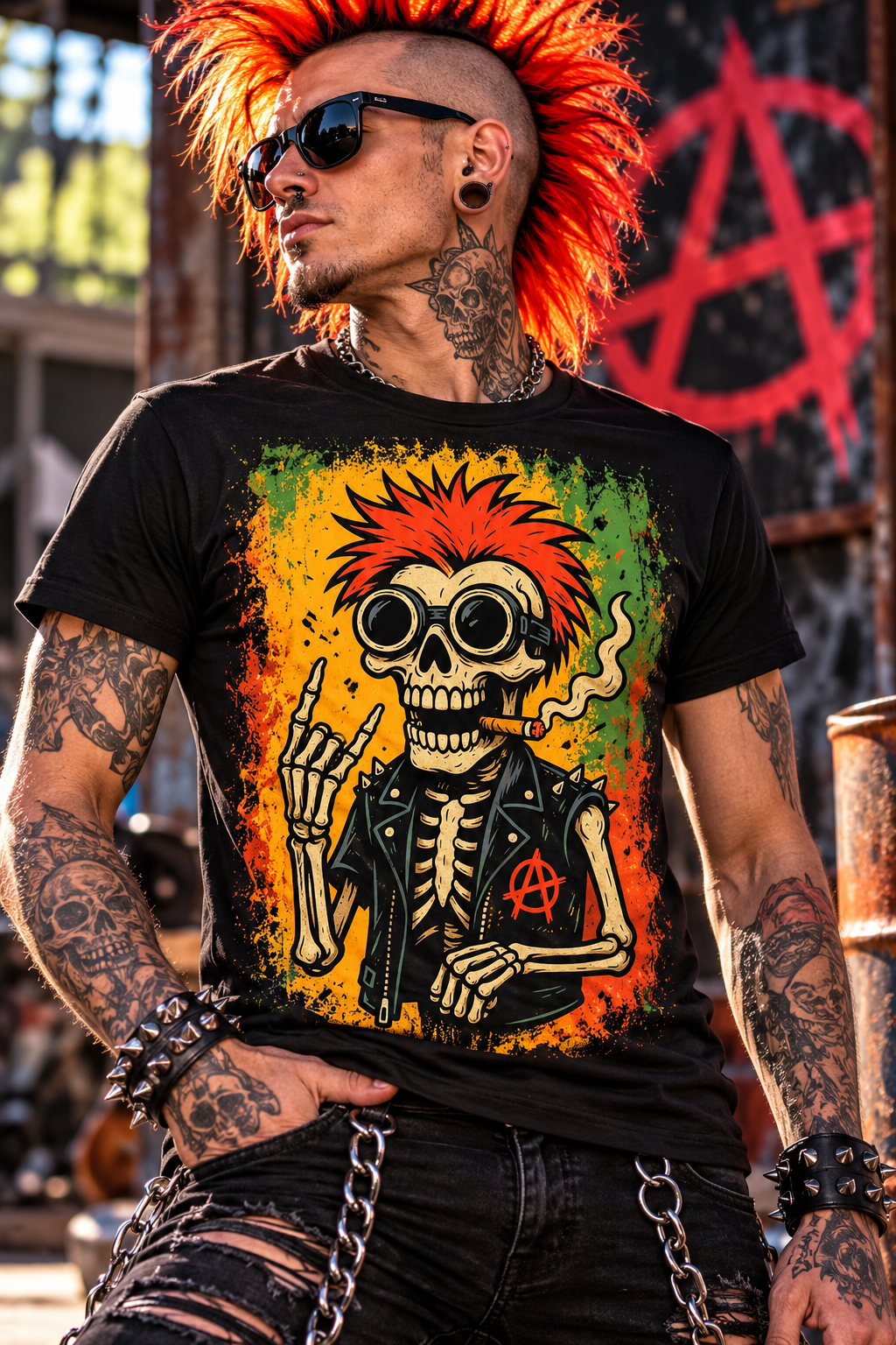 Bone Rebel Cotton Graphic T-Shirt